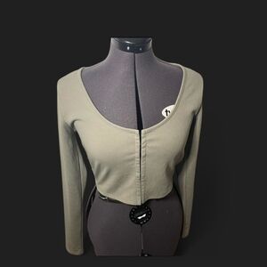 Forever 21 Olive Ribbed Crop Top